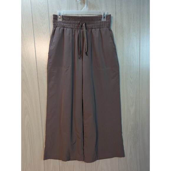 SPANX Pants - SPANX On the Move Cropped Wide-Leg Pant Smoke Brown Small Out Of Office Lounge